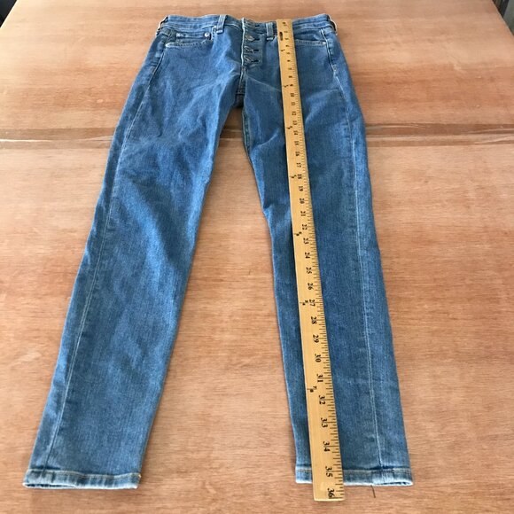Rag & Bone Nina High Rise Ankle Skinny Jeans Women 26 Blue Button Fly Stretch - Picture 5 of 14